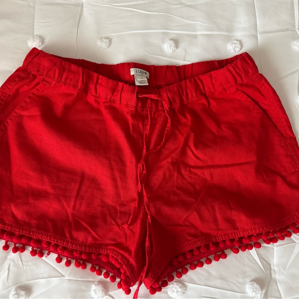 J. Crew Red High Waist Shorts with Playful Trim